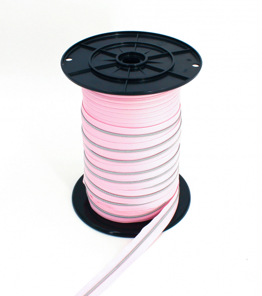 Endlosreißverschluss metallisiert schmal hellrosa/silber (1m)